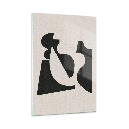 Obraz na szkle - Abstrakcyjna czarno-biała kompozycja geometryczna - 50x70cm - Do samodzielnego składania - Nowoczesna dekoracja ścienna do salonu, kuchni i sypialni ARTTOR
