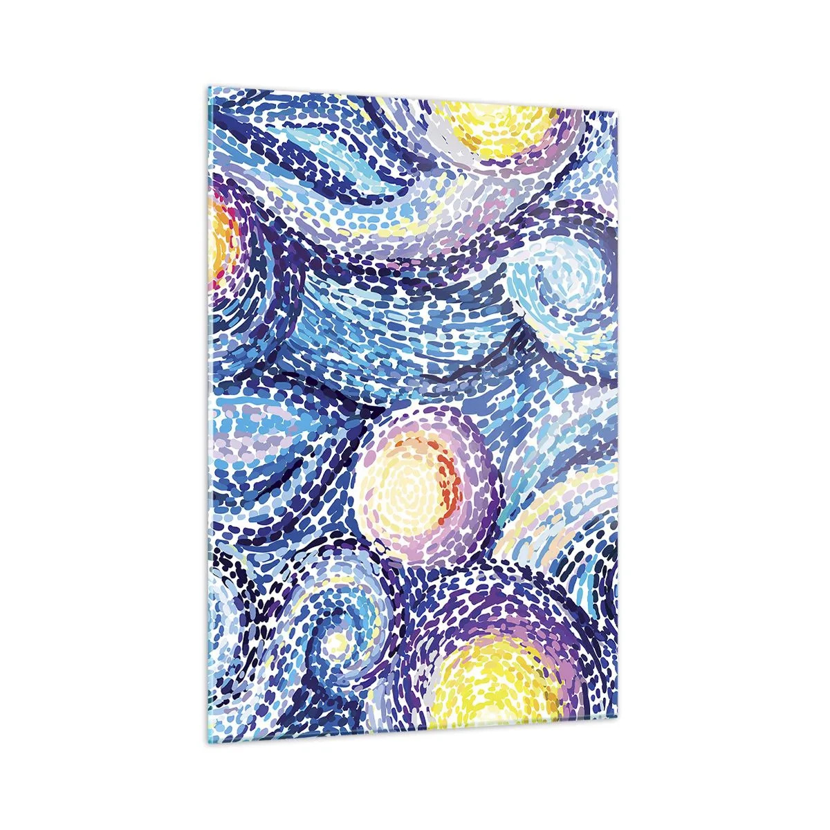 Obraz na szkle - Abstrakcyjna interpretacja Gwiaździstej Nocy w intensywnych kolorach - 50x70cm - Z obrazu van Gogha - Nowoczesna dekoracja ścienna do salonu, kuchni i sypialni ARTTOR