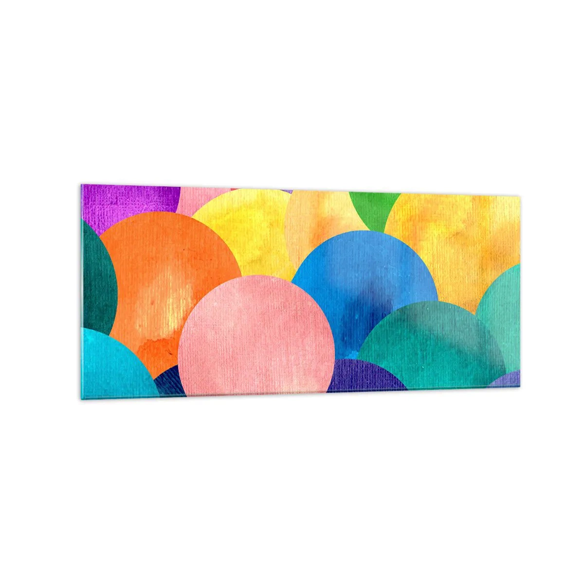 Obraz na szkle - Kolorowe koła w stylu akwareli - 120x50cm - Pierwotna pełnia życia - Nowoczesna dekoracja ścienna do salonu i sypialni ARTTOR