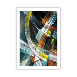 Plakat - Abstrakcja w intensywnych kolorach z geometrycznymi formami - 50x70cm - Energia ruchu - Nowoczesna dekoracja ścienna do salonu, kuchni i sypialni ARTTOR