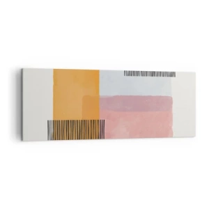 Obraz na płótnie - Geometria w pastelowych kolorach z liniami na jasnym tle - 140x50cm - Z kąta w kąt - Nowoczesna dekoracja ścienna do salonu i sypialni ARTTOR