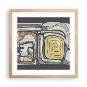 Plakat w ramie jasny dąb - Abstrakcja w duchu prekolumbijskim - 40x40 cm