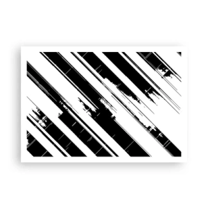 Plakat - Czarno-białe linie i geometryczne wzory w nowoczesnym stylu - 100x70cm - Kompozycja intensywna i dynamiczna - Nowoczesna dekoracja ścienna do salonu i sypialni ARTTOR