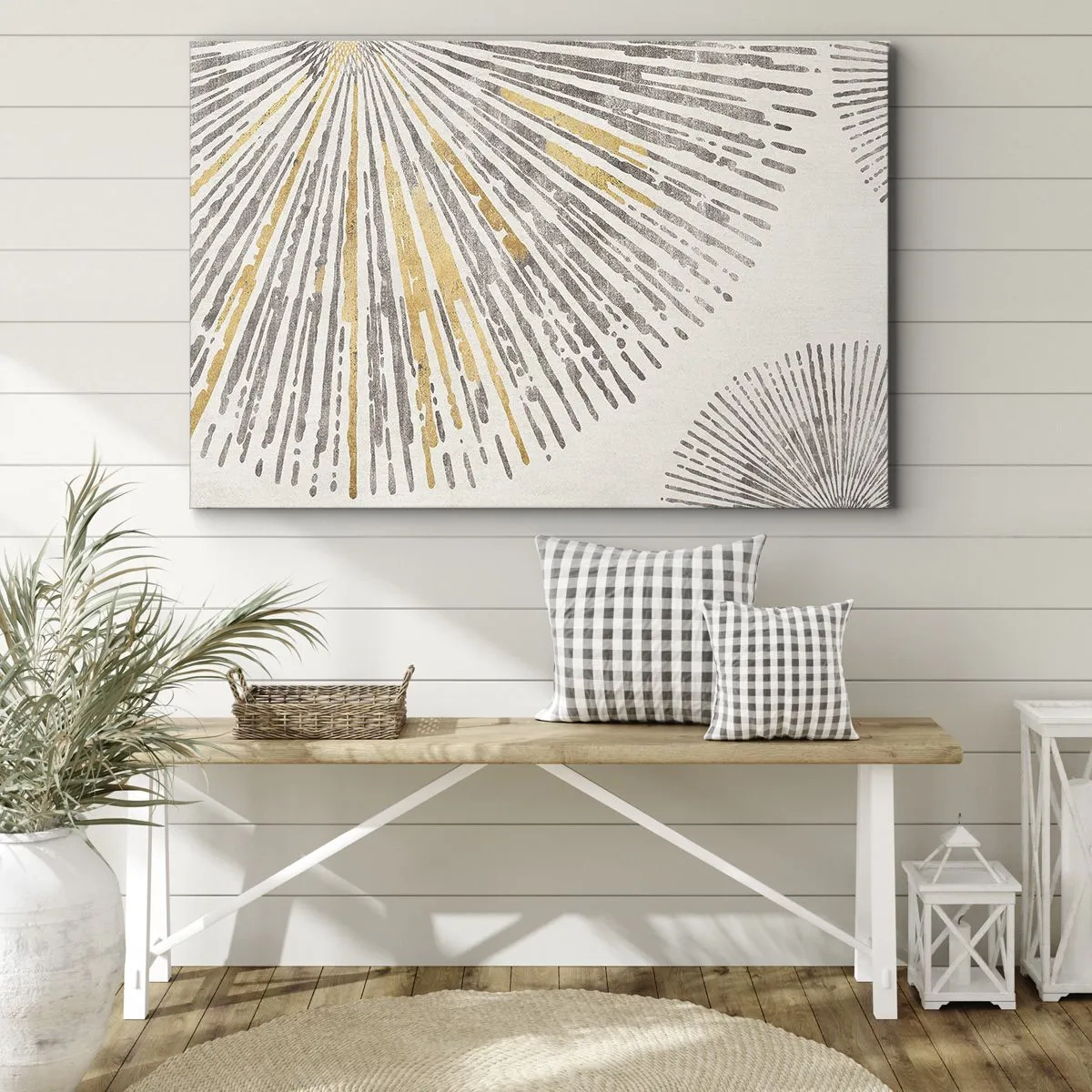 Obraz na płótnie - Abstrakcyjny wzór w kształcie promieni - 100x70cm - Uroda promienia - Nowoczesna dekoracja ścienna do salonu, kuchni i sypialni ARTTOR
