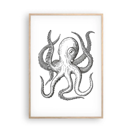 Plakat w ramie jasny dąb - Tańcząca z falami - 70x100 cm