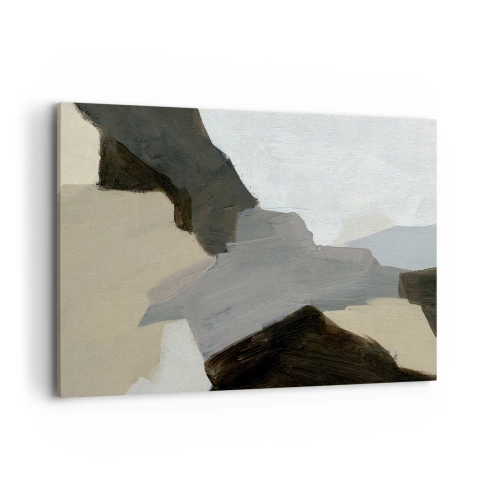 Obraz na płótnie - Abstrakcyjne formy w odcieniach beżu, brązu i szarości - 100x70cm - Abstrakcja: rozstaje szarości - Nowoczesna dekoracja ścienna do salonu, kuchni i sypialni ARTTOR