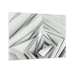 Obraz na szkle - Trójwymiarowe geometryczne formy w odcieniach szarości - 70x50cm - Ostrych kątów pąkowie - Nowoczesna dekoracja ścienna do salonu i sypialni ARTTOR