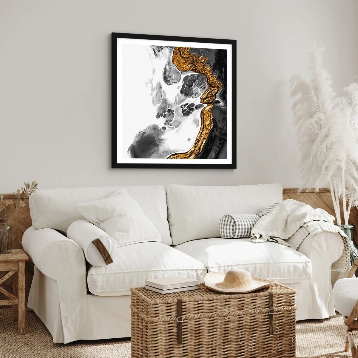 Plakat w czarnej ramie - Kompozycja organiczna - 60x60 cm