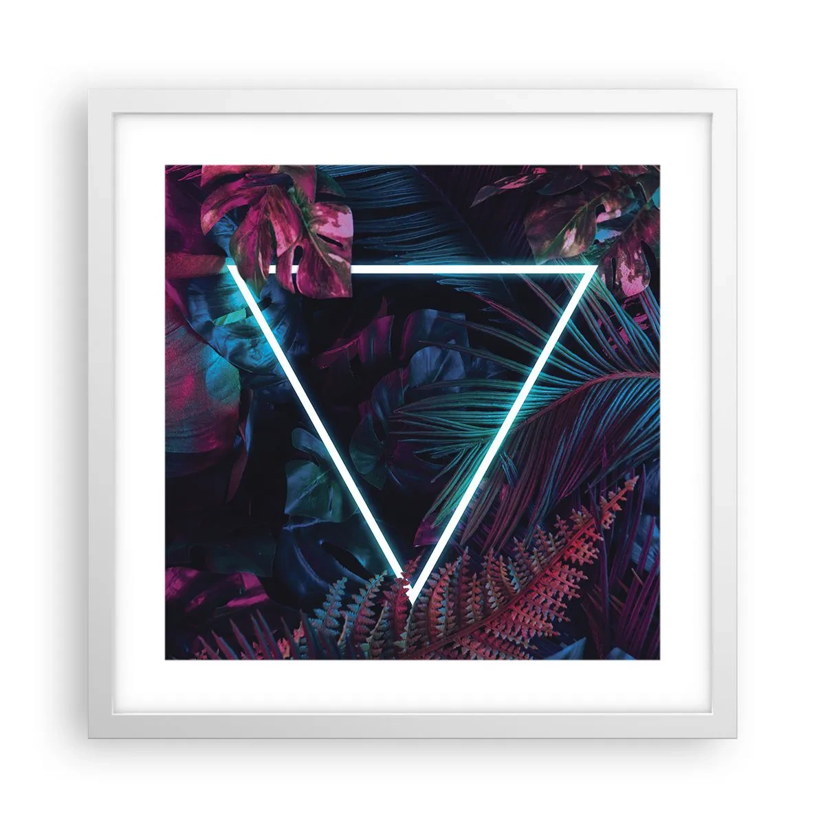 Plakat w białej ramie - Ogród w stylu disco - 40x40 cm