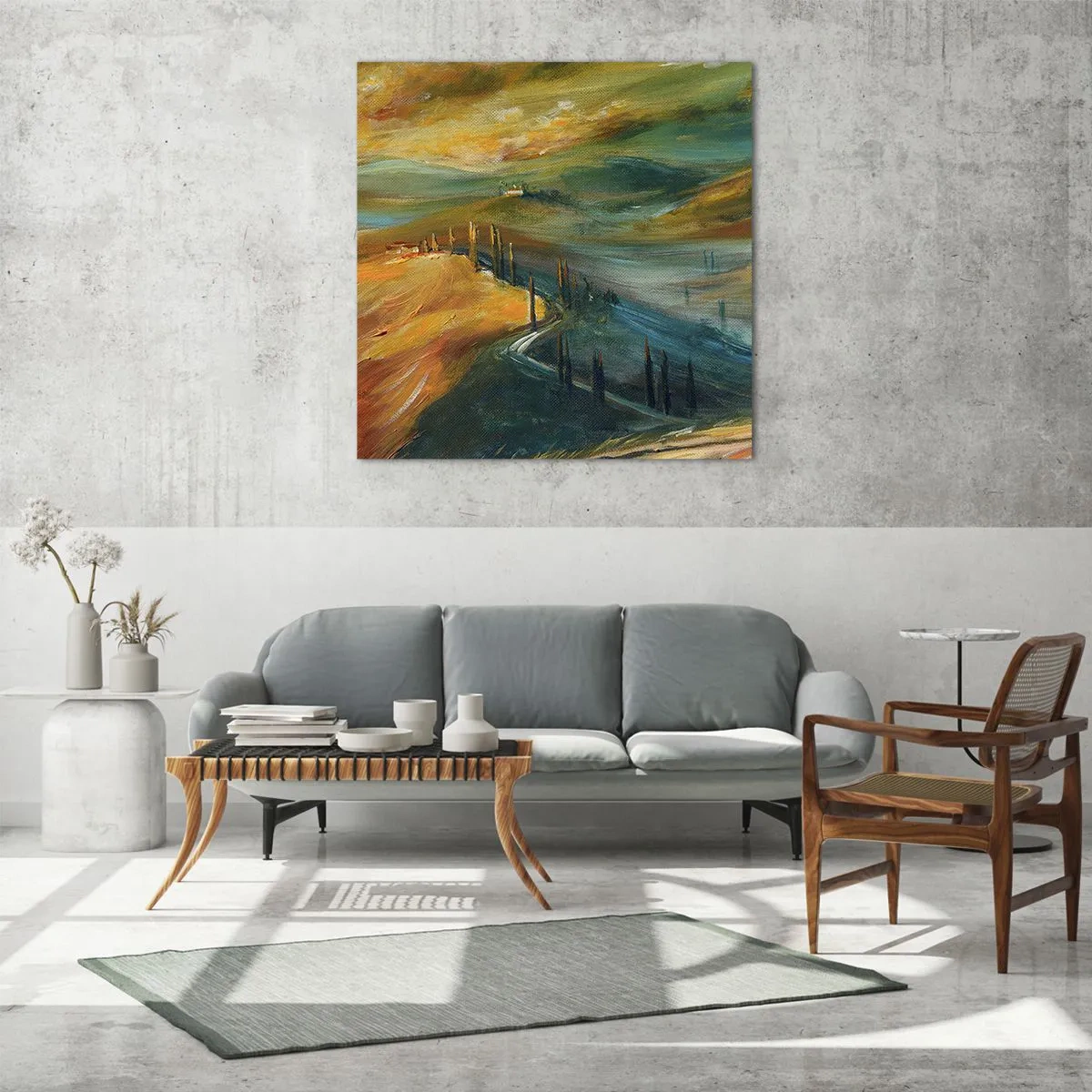 Obraz na szkle - Toskański pejzaż - 70x70 cm
