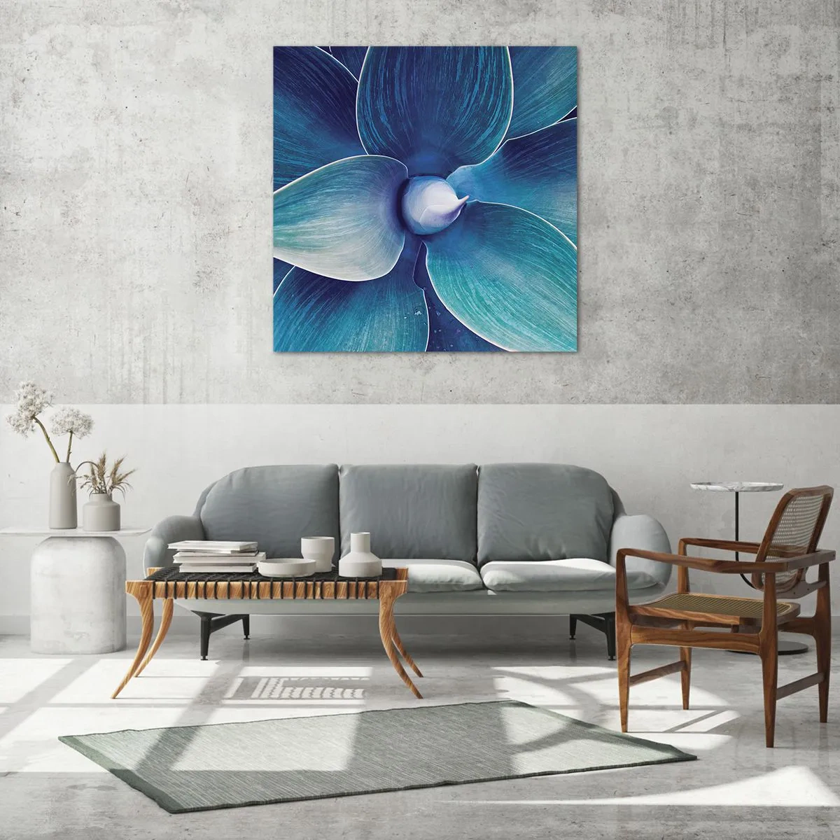 Obraz na szkle - Zbłękitniały od nieba - 60x60 cm