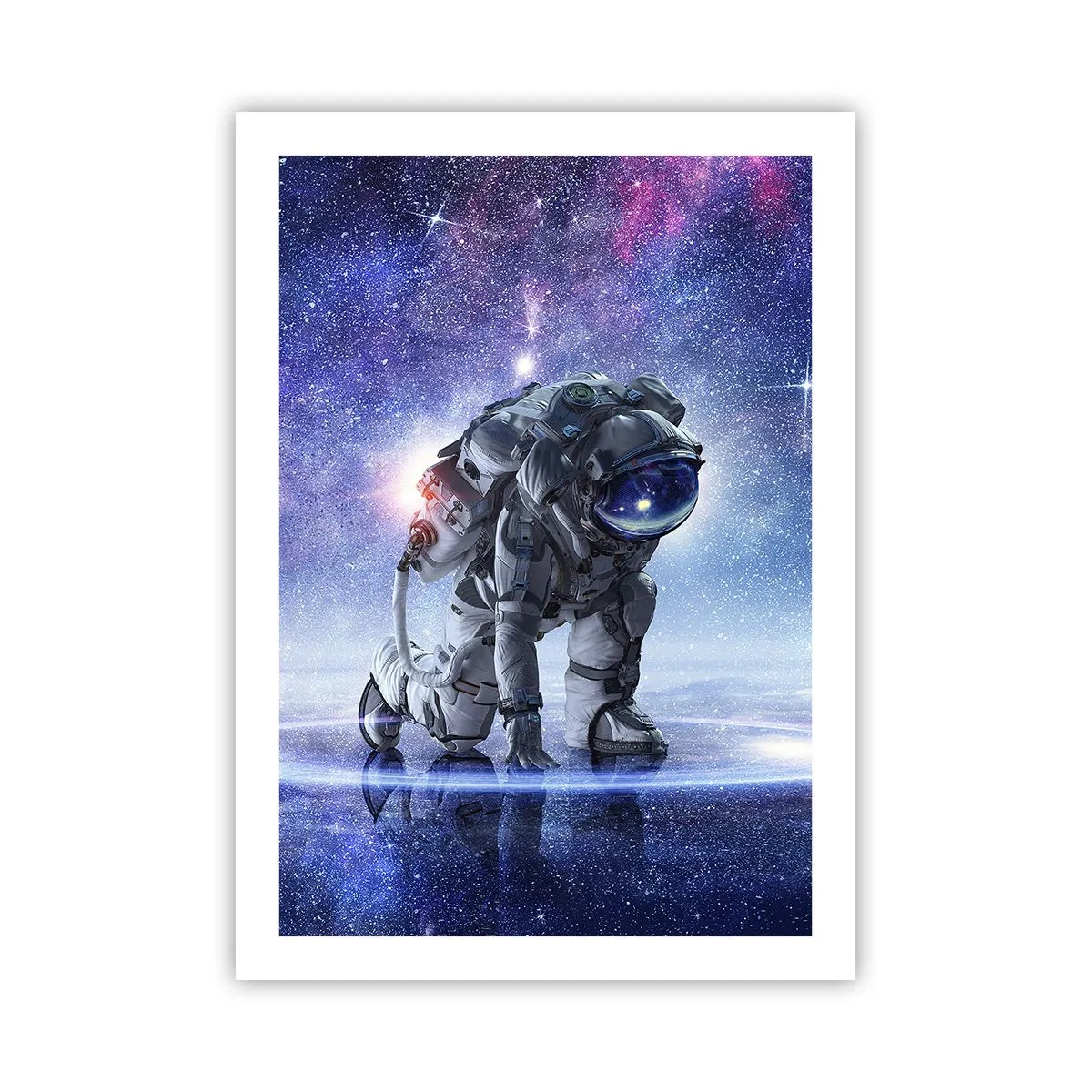 Plakat - Astronauta na tle kosmicznej przestrzeni - 50x70cm - Niebo gwiaździste nade mną - Nowoczesna dekoracja ścienna do salonu, kuchni i sypialni ARTTOR