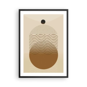 Plakat w czarnej ramie - Minimalistyczny wzór z falami i geometrycznymi kształtami - 50x70cm - O pochodzeniu figur geometrycznych - Nowoczesna dekoracja ścienna do salonu i sypialni ARTTOR
