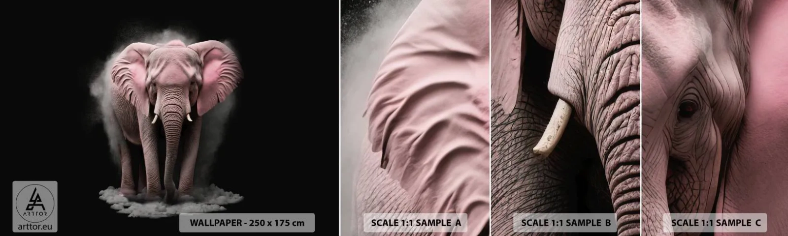 Fototapeta Próbka Samoprzylepna Deluxe Sticker - Nie myśl o różowym słoniu! - Słońce, Safari, Afryka - 100x30 cm