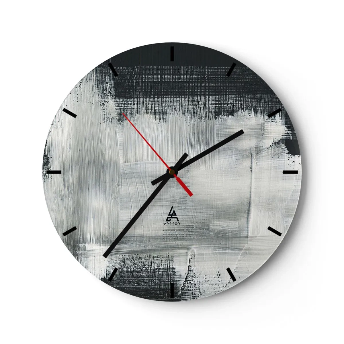 Zegar ścienny - Abstrakcyjny wzór w odcieniach czerni i bieli - 30x30cm - Utkane z pionu i poziomu - Nowoczesna dekoracja ścienna do salonu, kuchni i sypialni ARTTOR