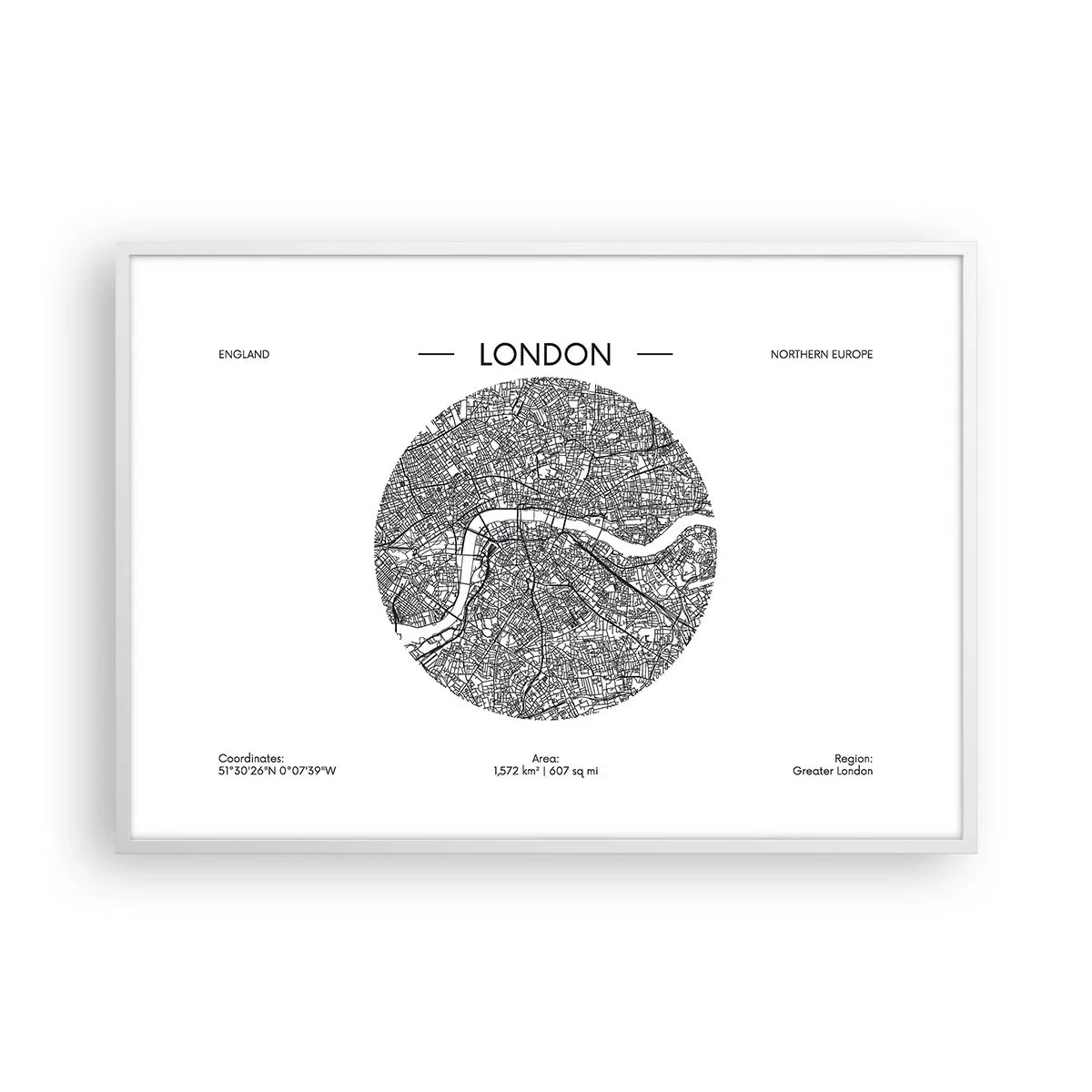 Plakat w białej ramie - Anatomia Londynu - 100x70 cm