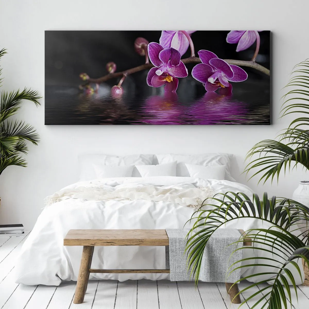 Obraz na płótnie - Liliowe odbicie piękna - 100x40 cm