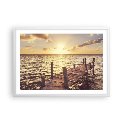 Plakat w białej ramie - Złota kraina łagodności - 70x50 cm