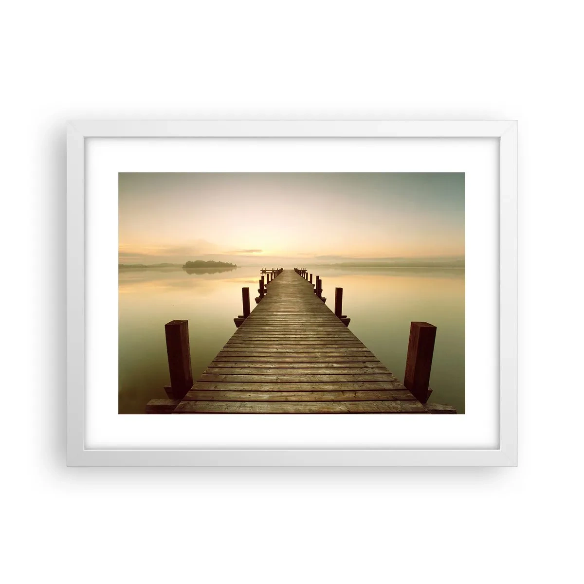 Plakat w białej ramie - Przedświt, świtanie, światło - 40x30 cm