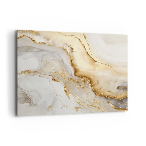 Obraz na płótnie - Złote i marmurowe abstrakcyjne wzory na jasnym tle - 120x80cm - Abstrakcja: piękno i dobro - Nowoczesna dekoracja ścienna do salonu, kuchni i sypialni ARTTOR