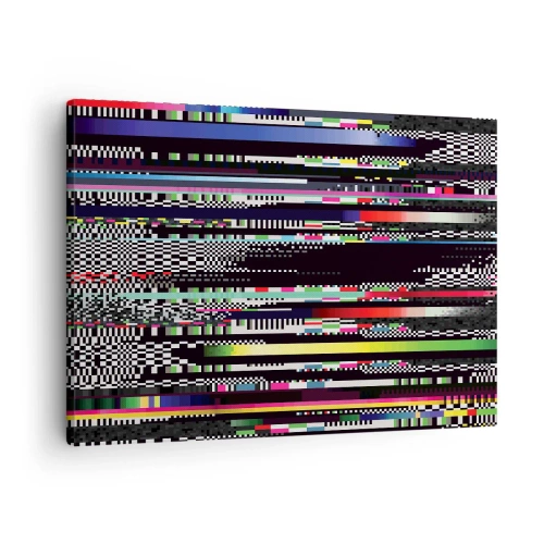 Obraz na płótnie - Kolorowe linie i piksele w abstrakcyjnym stylu - 70x50cm - Obraz konrolny rzeczywistości - Nowoczesna dekoracja ścienna do salonu i sypialni ARTTOR