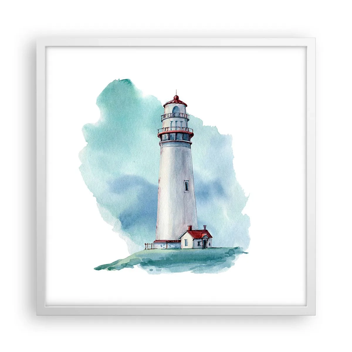 Plakat w białej ramie - Łagodna siostra błękitu - 50x50 cm