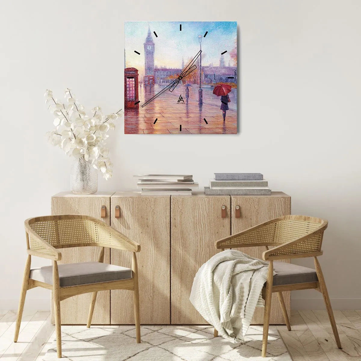 Zegar ścienny - Londyński jesienny dzień - 30x30 cm