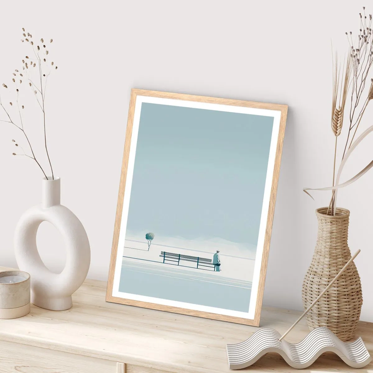 Plakat w ramie jasny dąb - Tak, czekam. - 50x70 cm