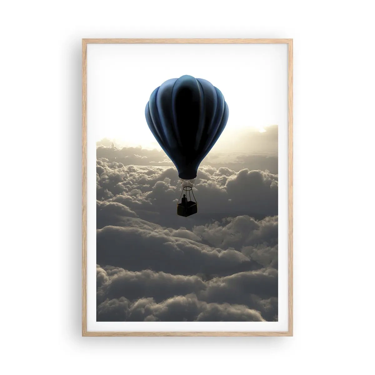 Plakat w ramie jasny dąb - Wędrowiec ponad chmurami - 70x100 cm