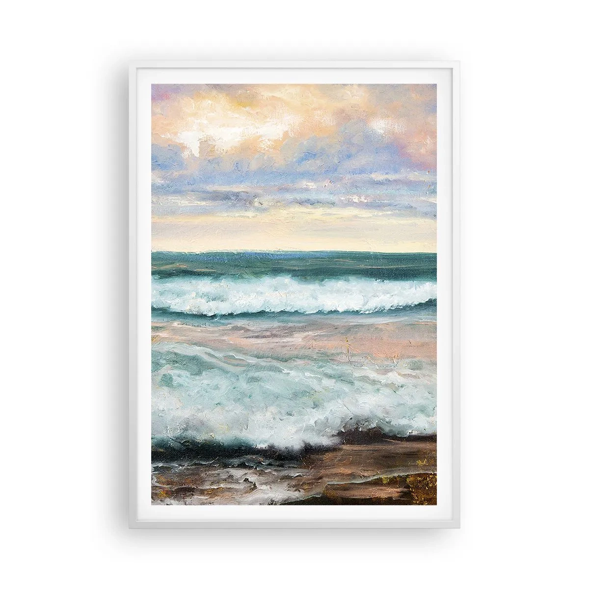 Plakat w białej ramie - Tutaj wygładzisz duszę - 70x100 cm