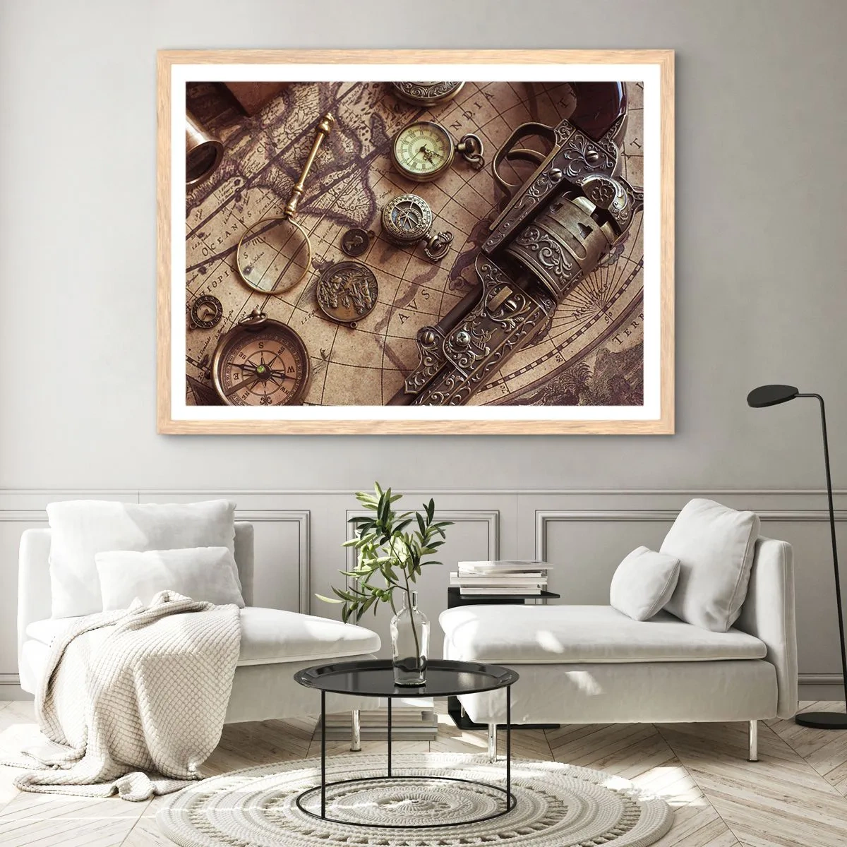 Plakat w ramie jasny dąb - Przygoda wzywa - 40x30 cm