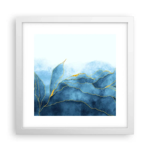 Plakat w białej ramie - Błękit w złocie - 30x30 cm