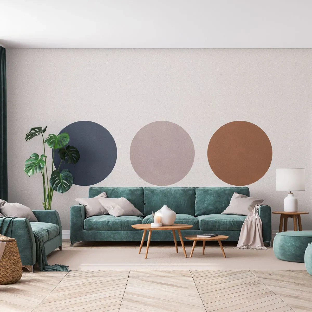 Fototapeta Premium Sand - Minimalistyczne okręgi w stonowanych kolorach - 100x70cm - Symbol doskonałości - Nowoczesna dekoracja ścienna do salonu, kuchni i sypialni ARTTOR