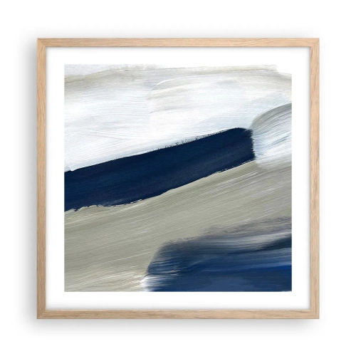 Plakat w ramie jasny dąb - Spotkanie z bielą - 50x50 cm