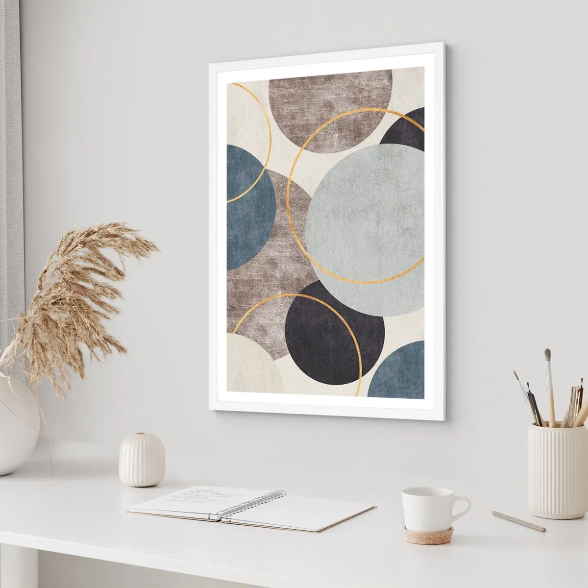 Plakat w białej ramie - Koło za kołem - 70x100 cm