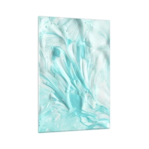 Obraz na szkle - Abstrakcyjny motyw w pastelowych odcieniach błękitu i bieli - 70x100cm - Na zawsze razem - Nowoczesna dekoracja ścienna do salonu i sypialni ARTTOR