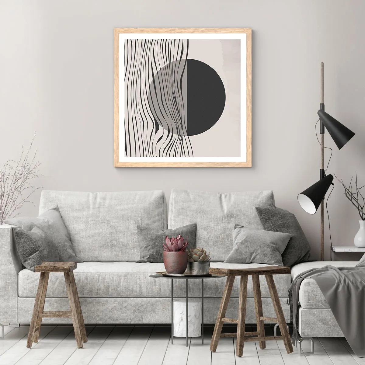 Plakat w ramie jasny dąb - Kompozycja połowiczna - 60x60 cm