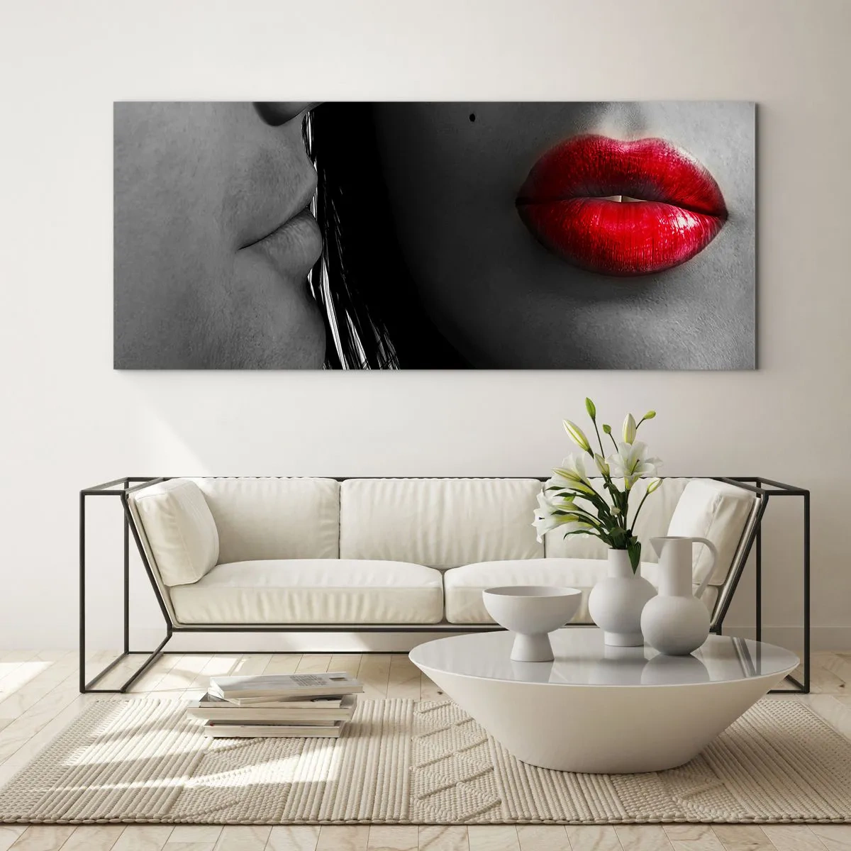 Obraz na szkle - Twarz przy twarzy - 100x40 cm