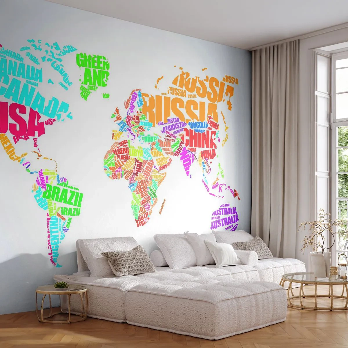 Fototapeta Samoprzylepna Deluxe Sticker - Chcę poznać wszystkie - Mapa Świata, Grafika, Kontynenty - 250x175 cm