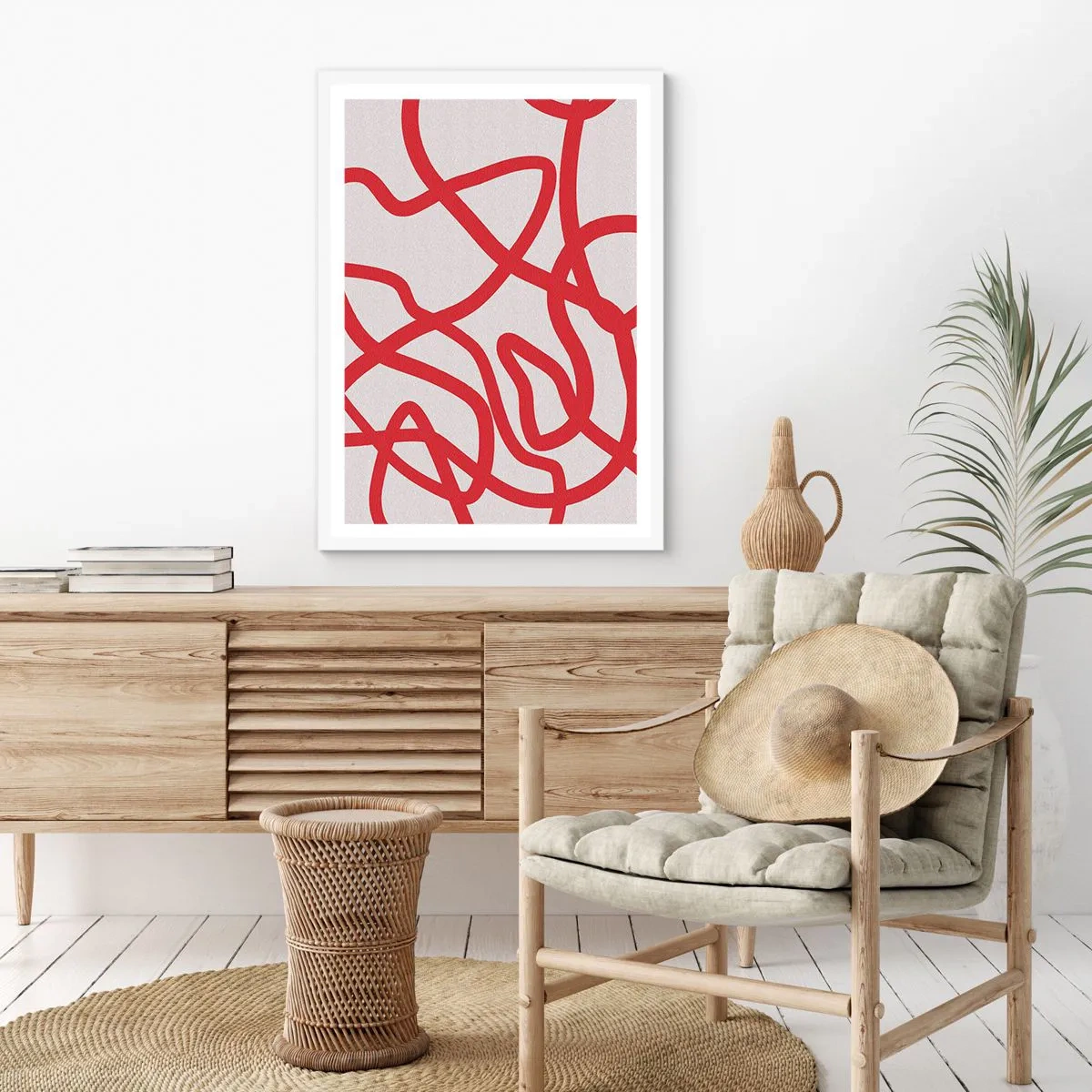 Plakat w białej ramie - Czerwono na białym - 40x50 cm