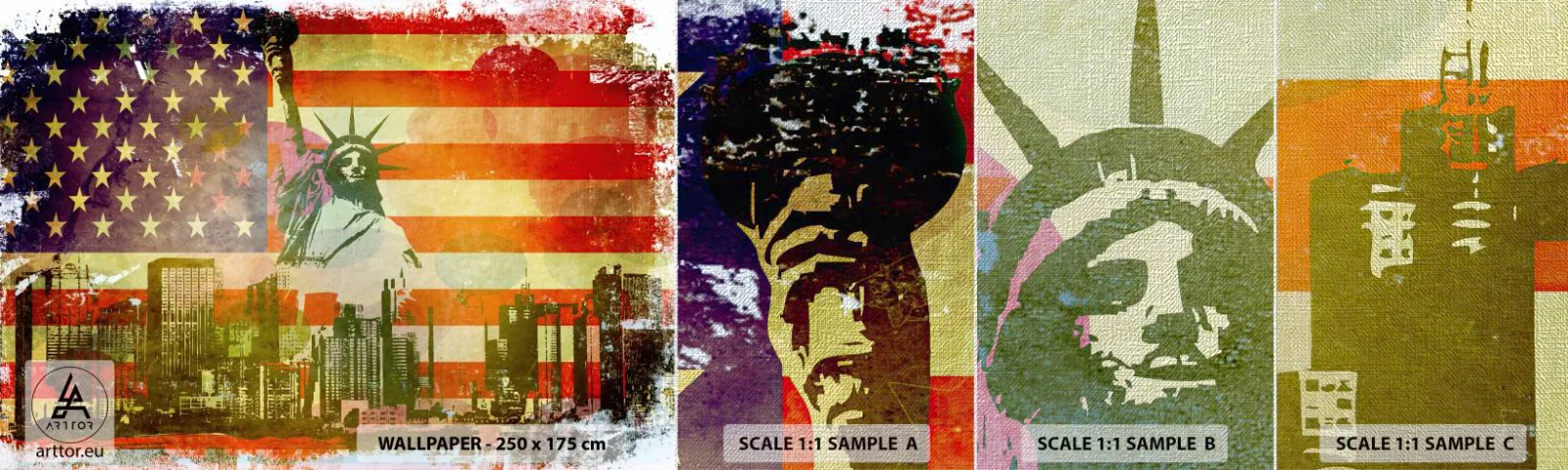 Fototapeta Próbka Premium Canvas - Viva America! - Nowy Jork, Usa, Statua Wolności - 100x30 cm