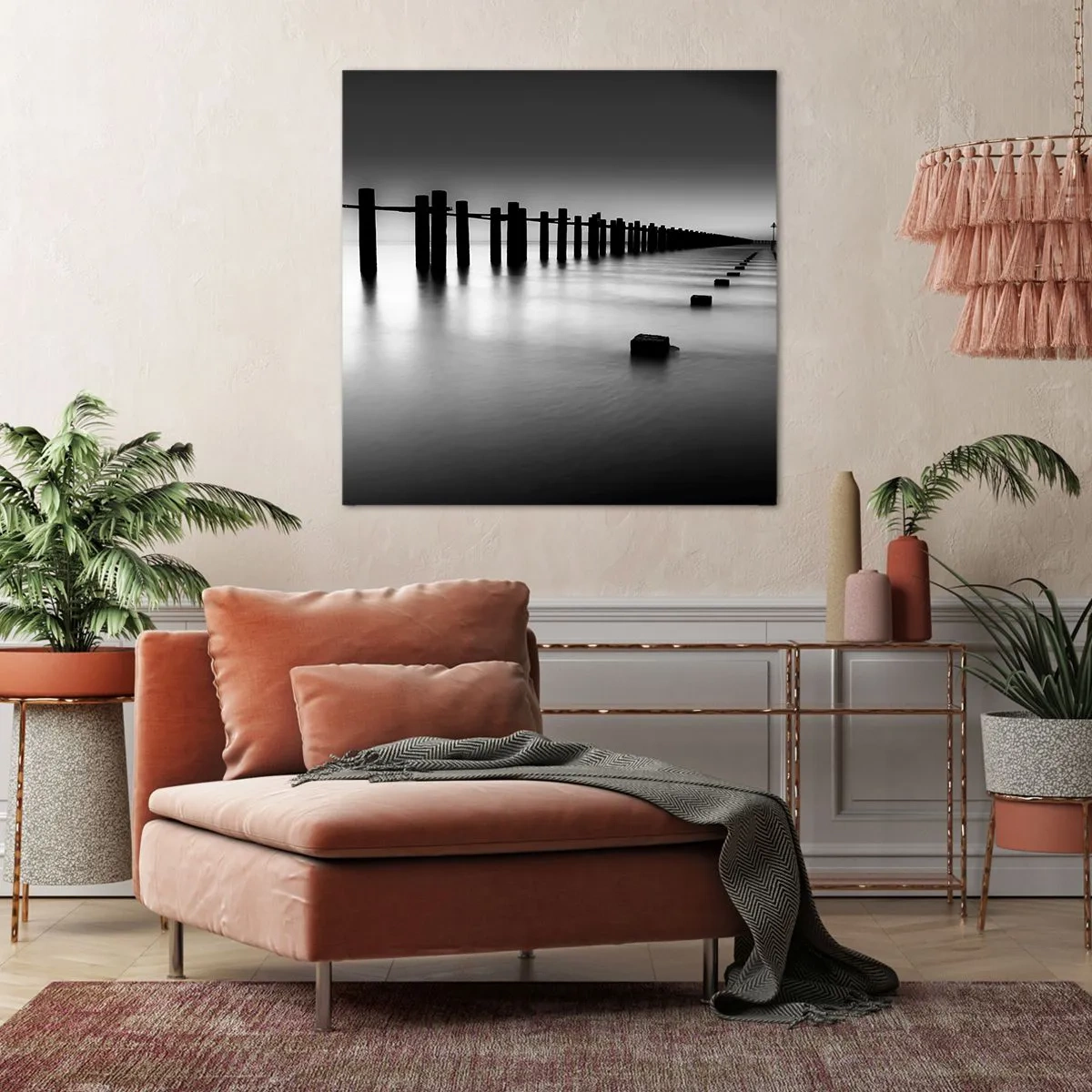 Obraz na płótnie - Szara dal we mgle - 70x70 cm