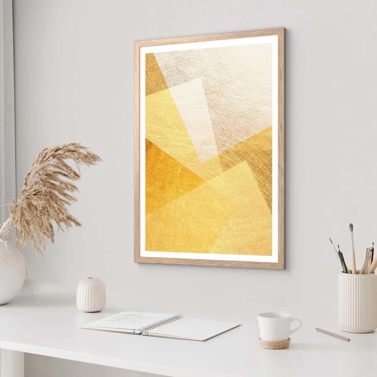 Plakat w ramie jasny dąb - Pogoda geometrii - 70x100 cm