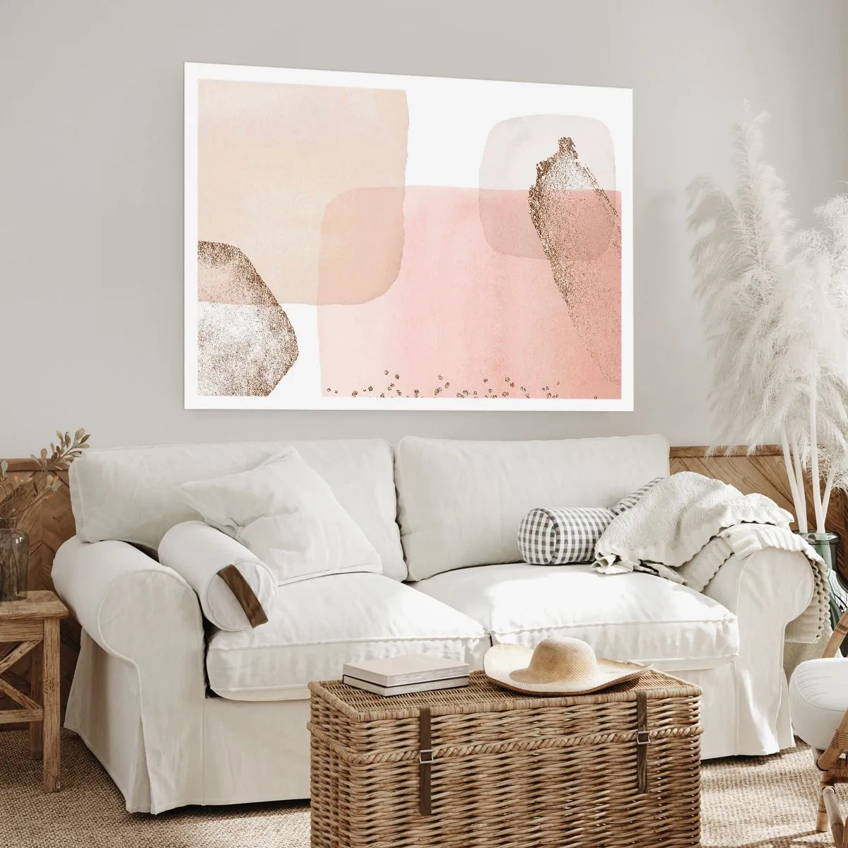 Plakat - Pastelowe plamy z elementami złota - 100x70cm - Spojrzenie przez kolor - Nowoczesna dekoracja ścienna do salonu i sypialni ARTTOR