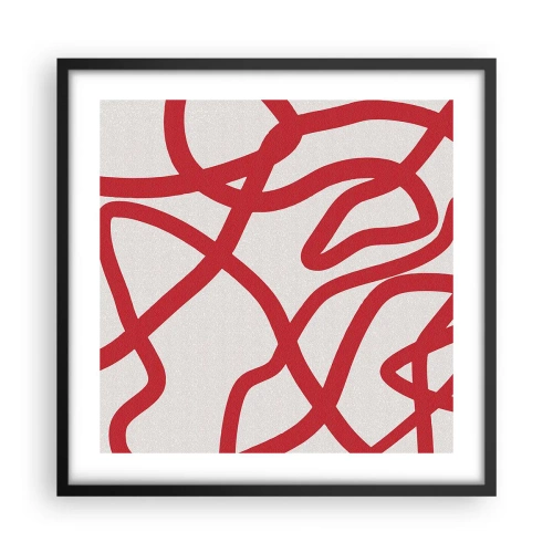 Plakat w czarnej ramie - Czerwono na białym - 50x50 cm