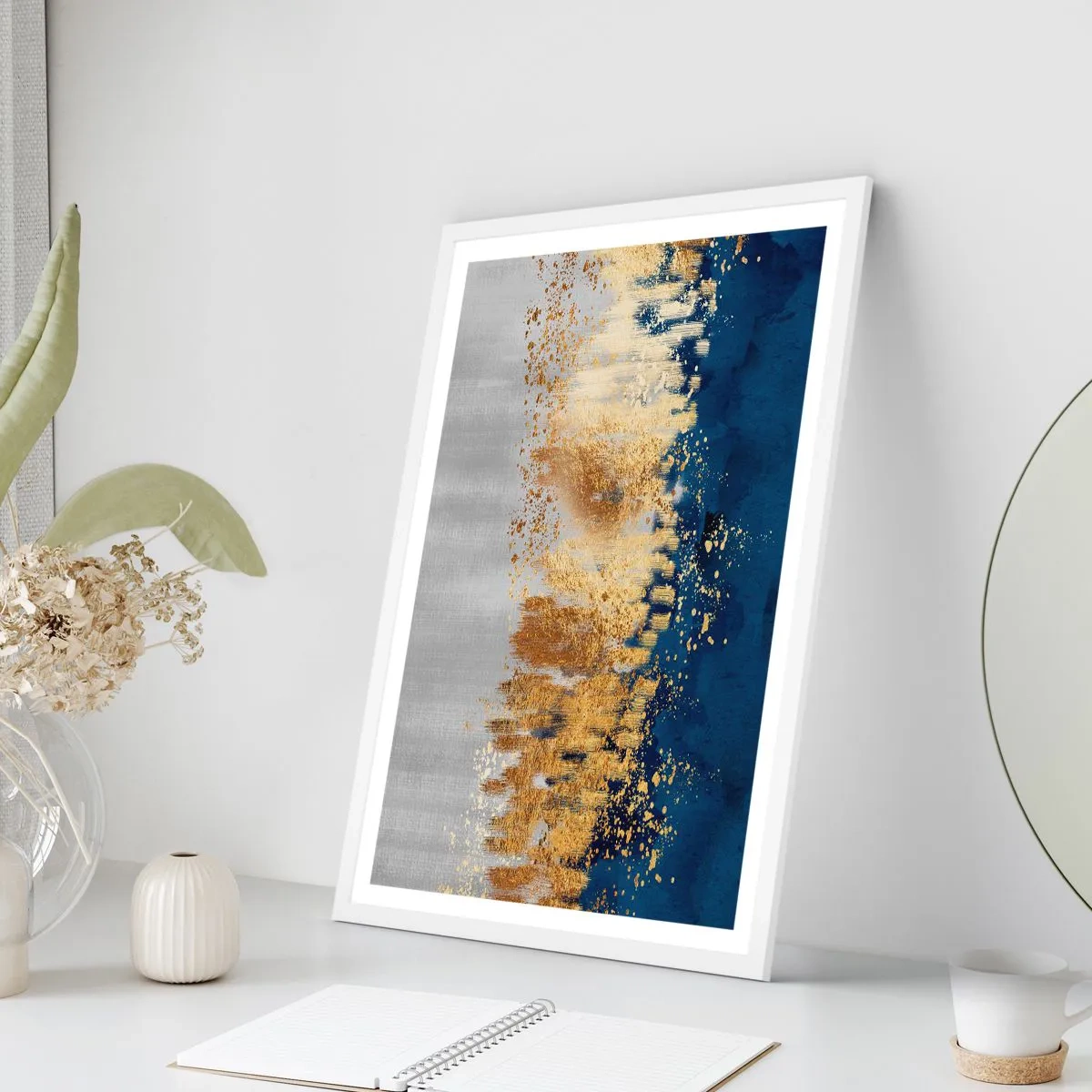 Plakat w białej ramie - Nowoczesna kompozycja z błyskiem - 70x100 cm