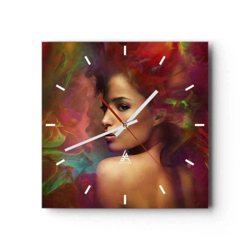 Zegar ścienny - Piękniejsza od tęczy, delikatna jak mgła - 40x40 cm