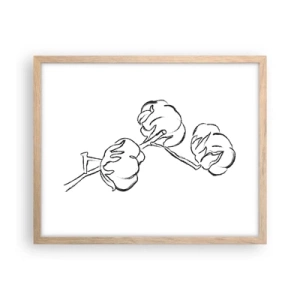 Plakat w ramie jasny dąb - Bawełniany puch - 50x40 cm