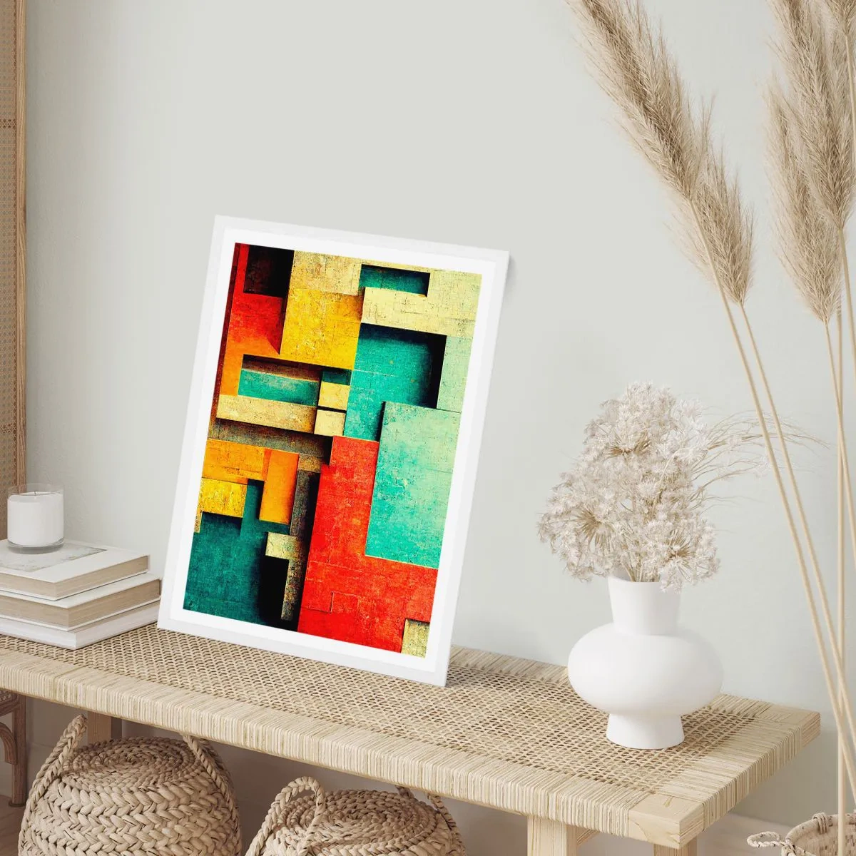 Plakat w białej ramie - Festiwal kątów prostych - 70x100 cm