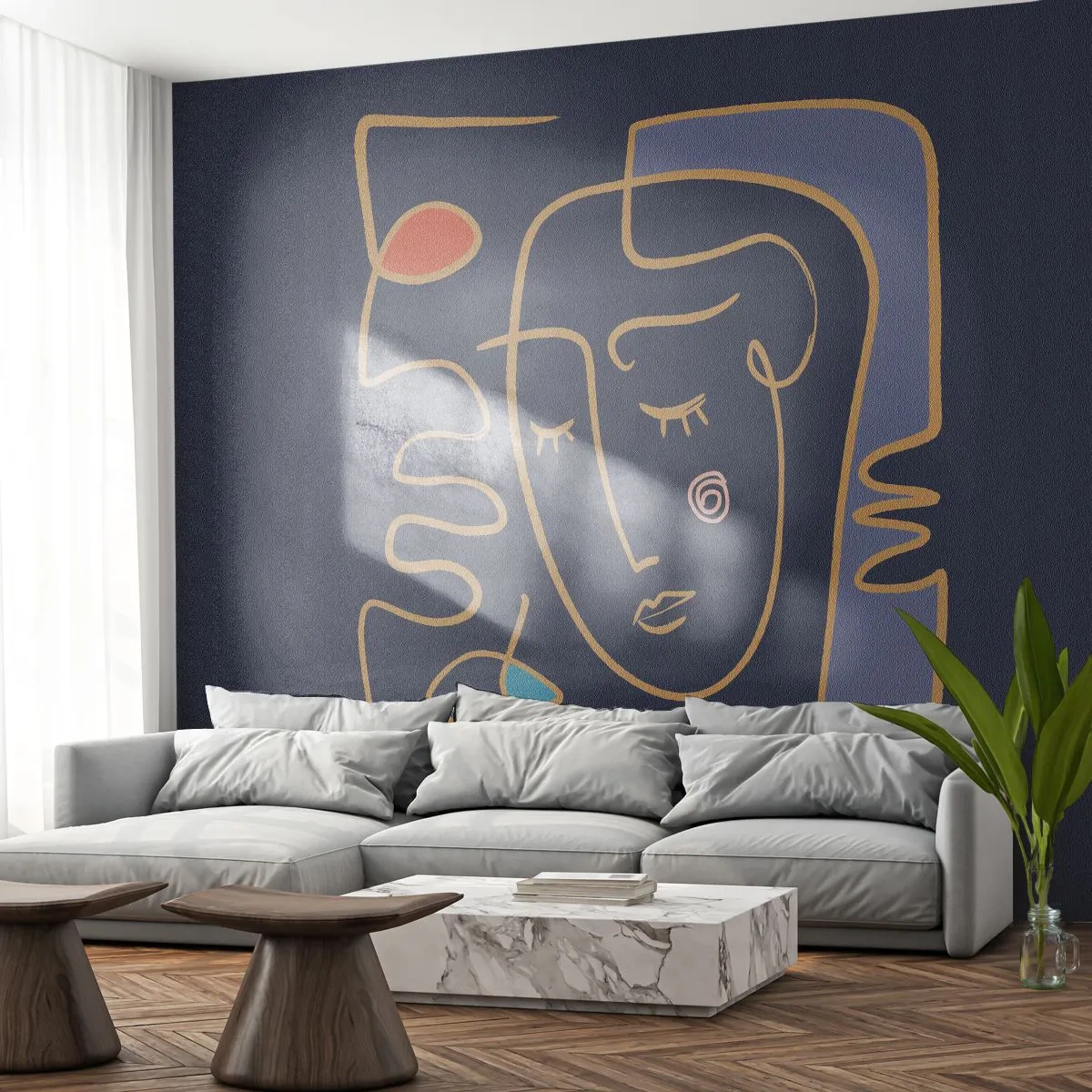 Fototapeta Samoprzylepna Deluxe Sticker - W zamyśleniu - Portret, Twarz, Sztuka - 300x210 cm